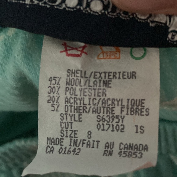 Vintage 1960s / 1970s wool skirt teal blue and cream size medium - Picture 5 of 6